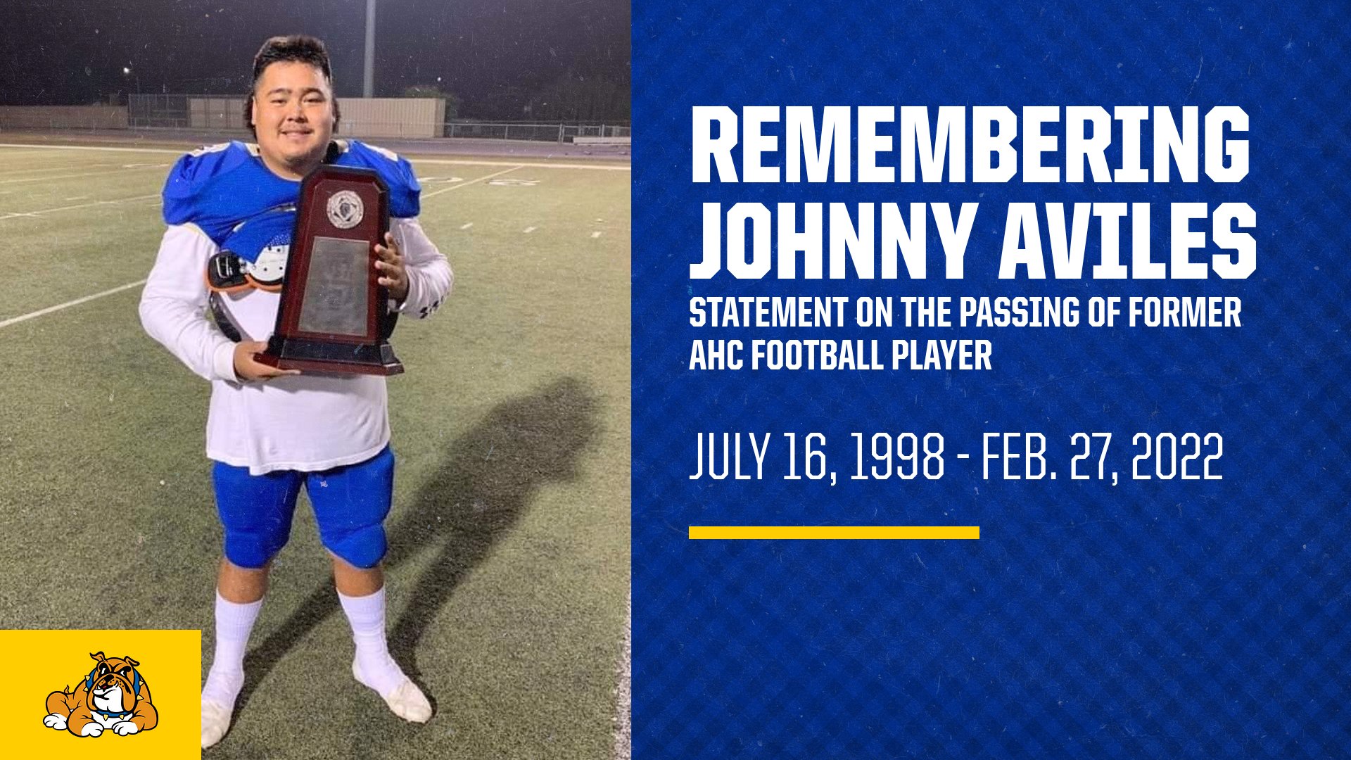 AHC Athletics Joins Community in Remembering Former Football Player Johnny Aviles