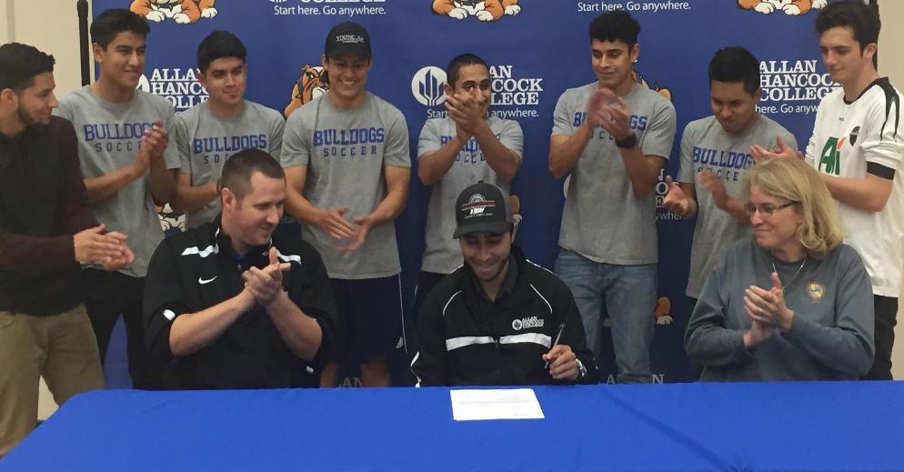 Hancock Men's Soccer Player Adrian Diaz Signs with Cal State L.A.