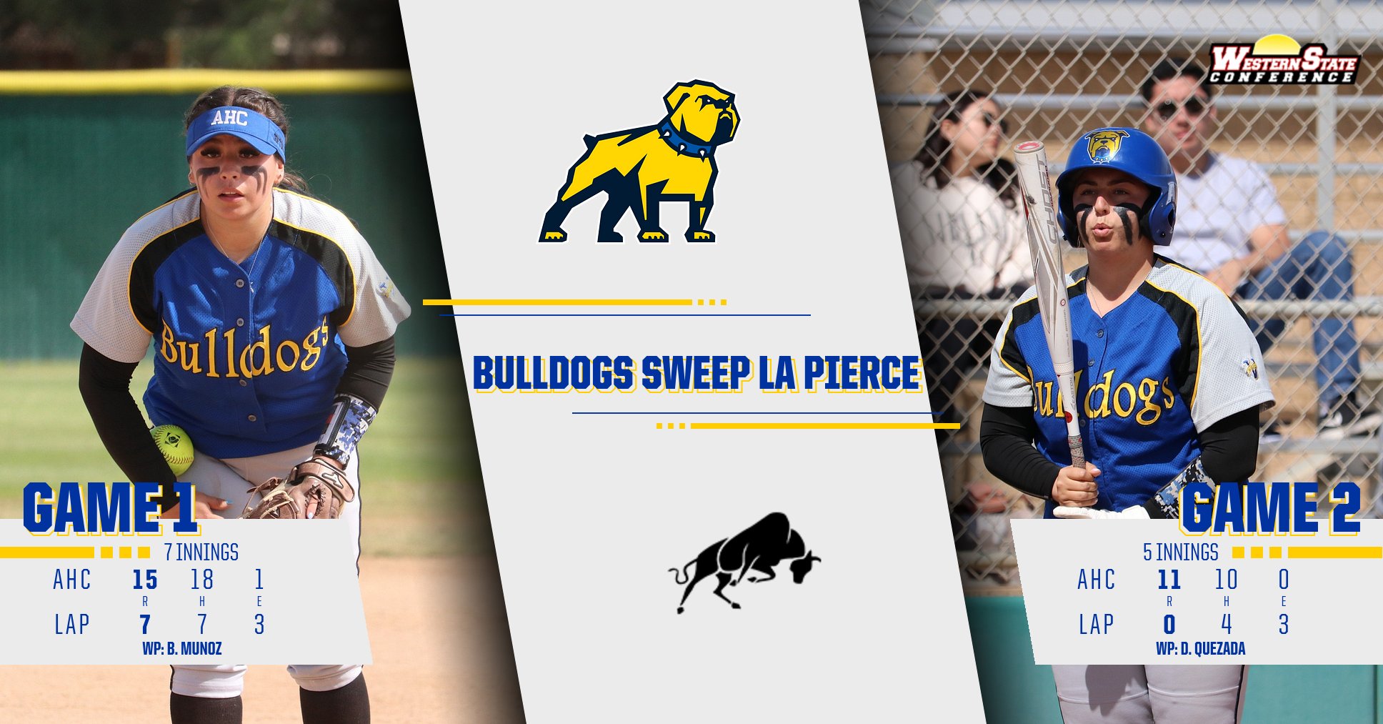 Softball: Bulldogs Sweep LA Pierce