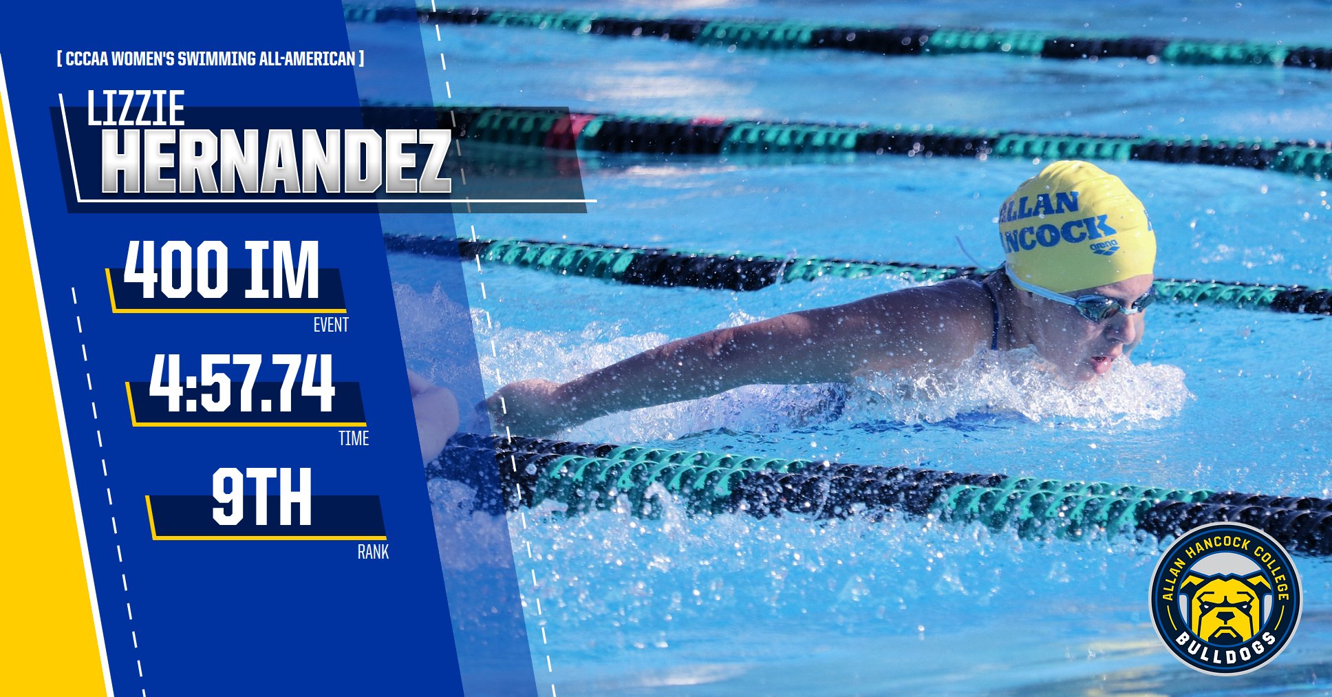 Women's Swimming: Lizzie Hernandez Tabbed as CCCAA All-American